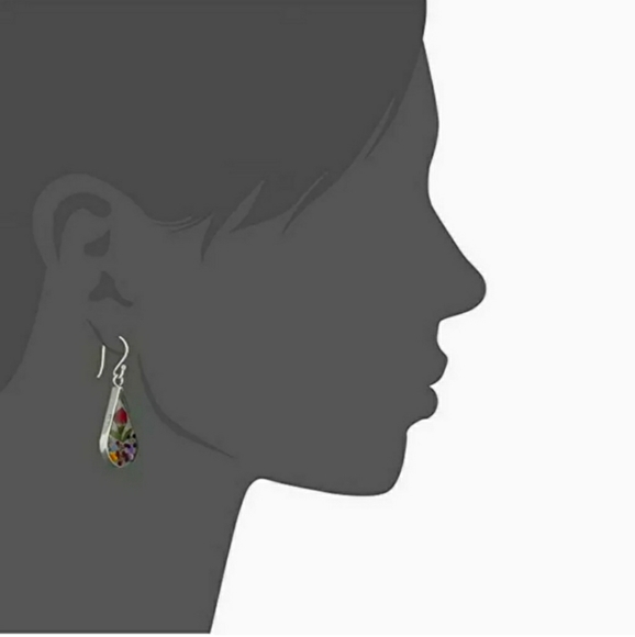 New Pressed Flower Teardrop Earrings - Picture 4 of 8